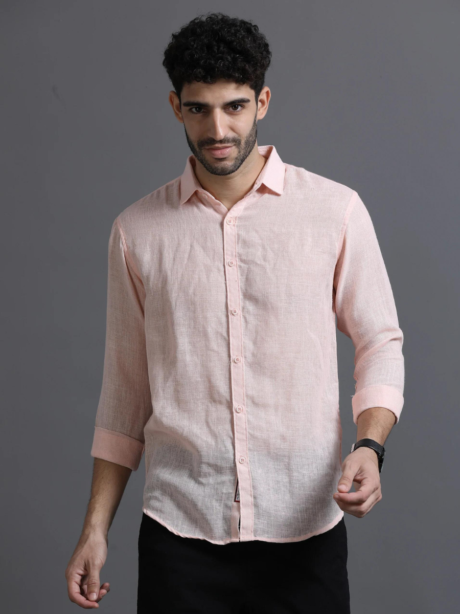 Faded Pink Collared Linen Shirt