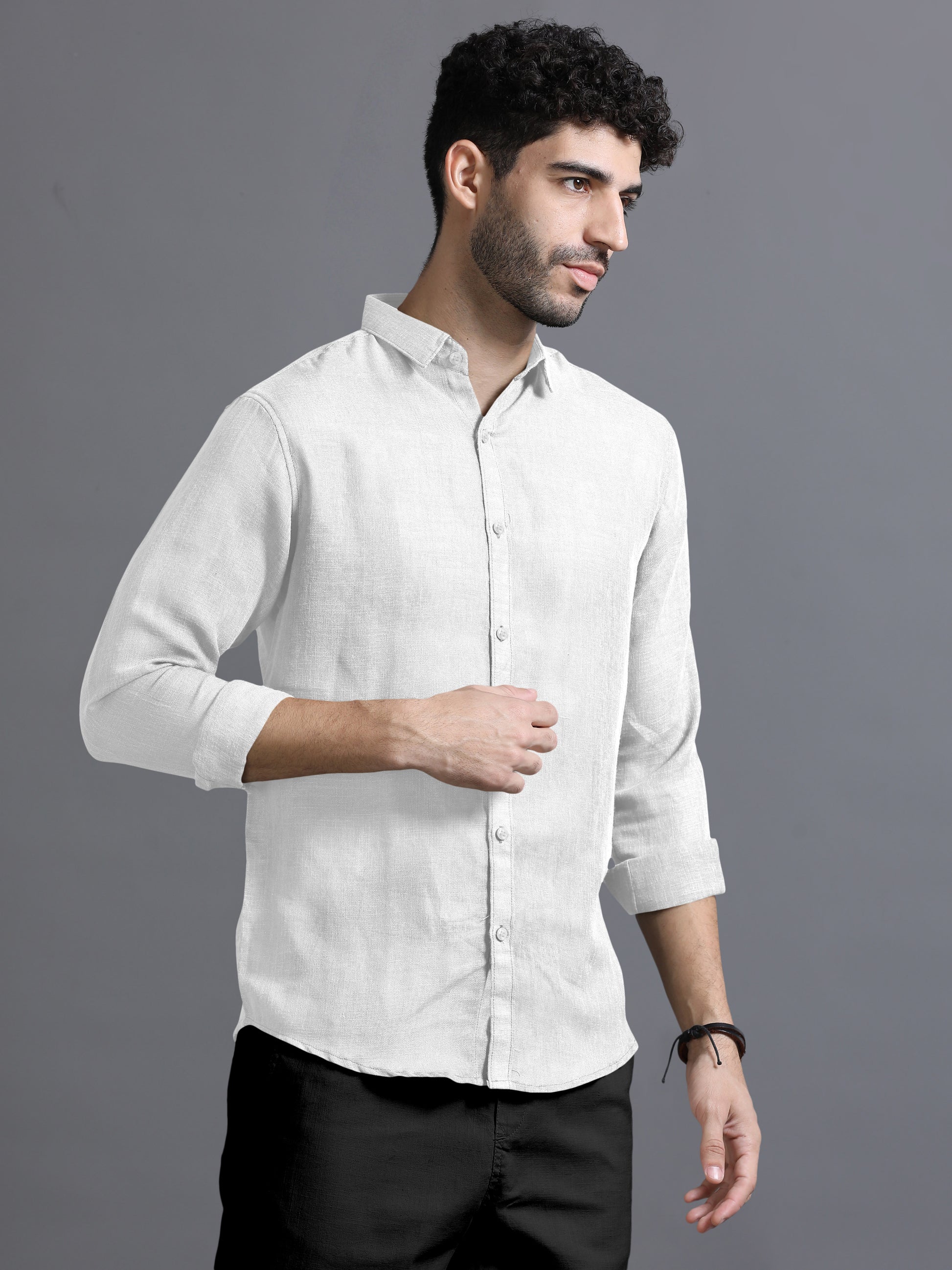 White Color Cotton Linen Shirt