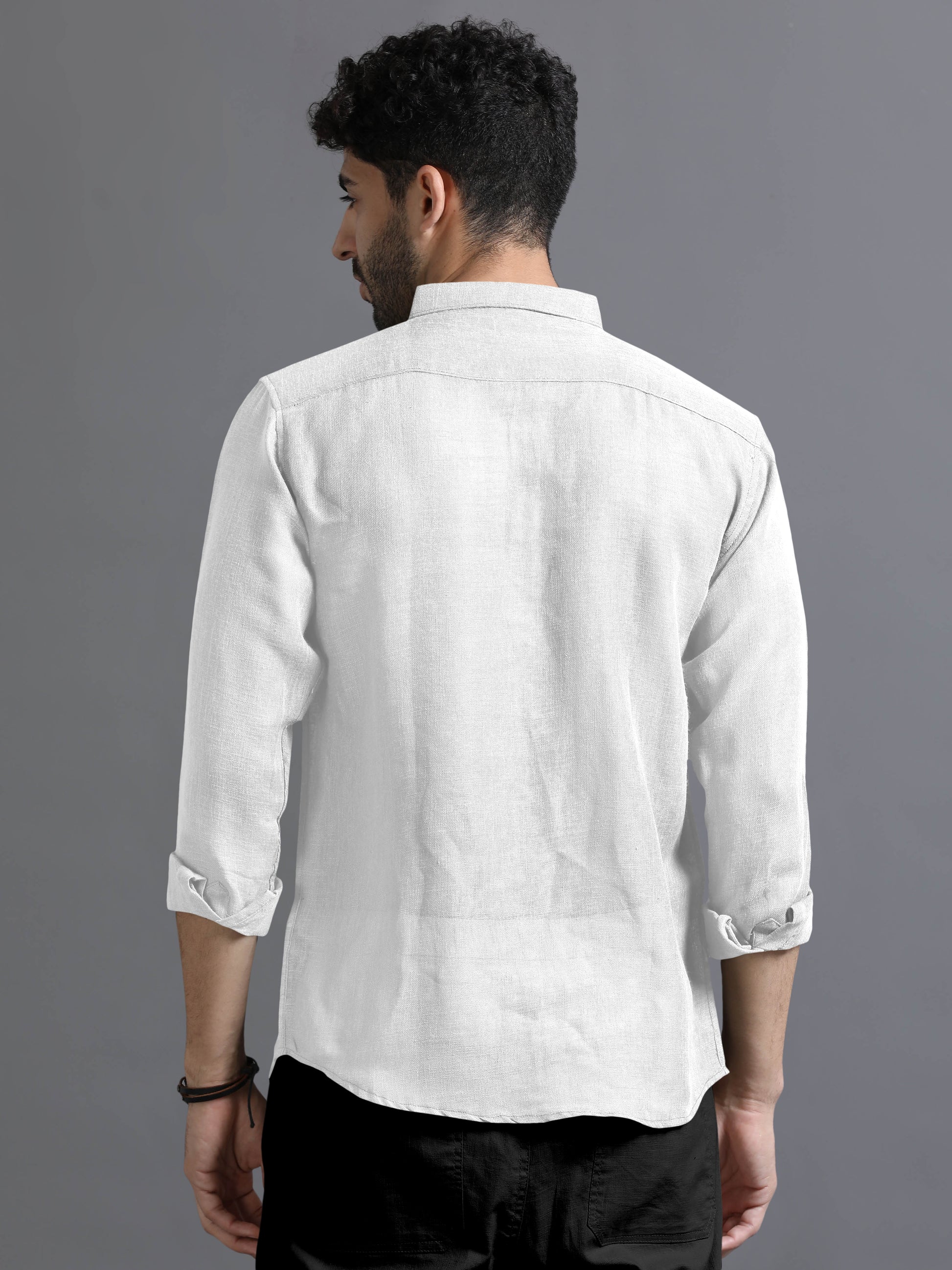 White Color Cotton Linen Shirt