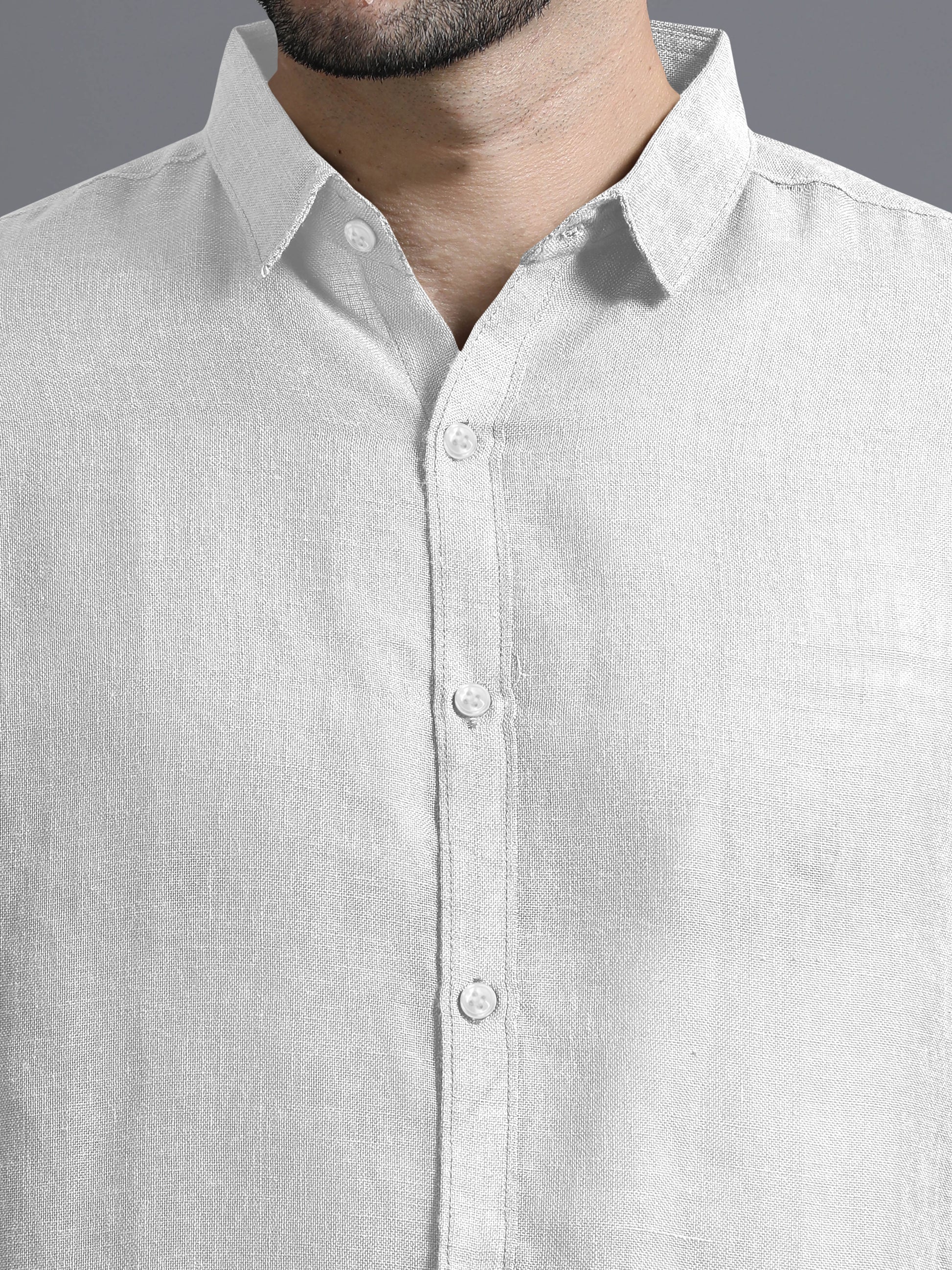White Color Cotton Linen Shirt