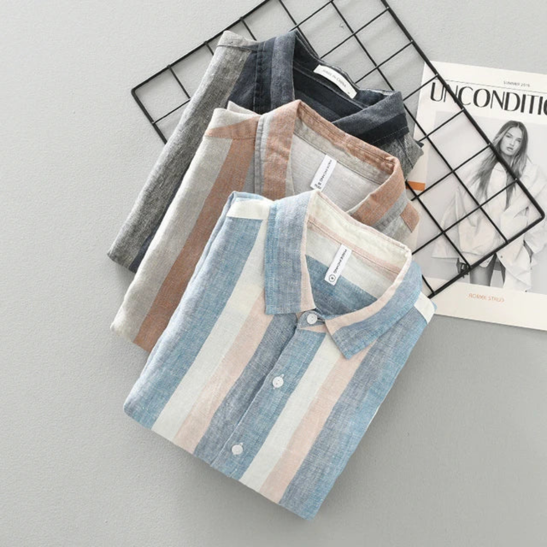 Brown Stripe Cotton Full-Sleeve Shirt