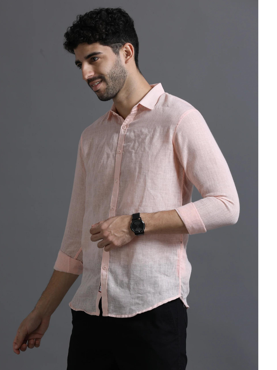 Faded Pink Collared Linen Shirt