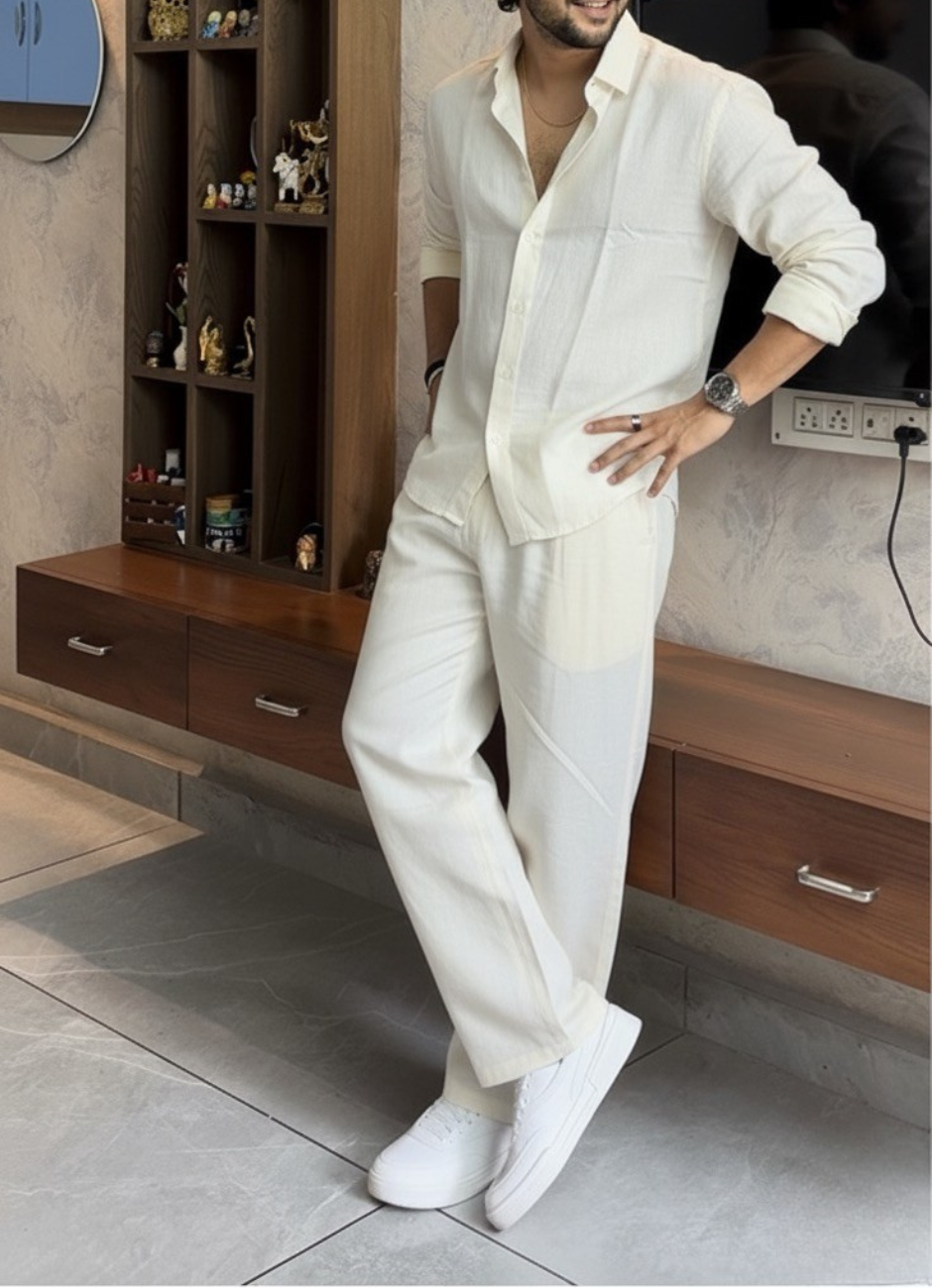 Men’s Natural Soft Linen Relaxed Set