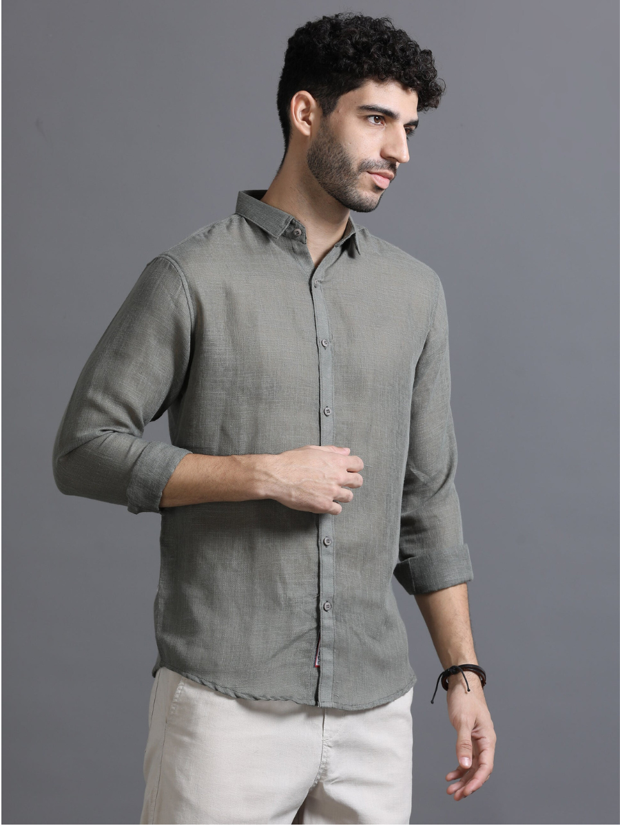 Pewter Parchment Outing Linen Shirt