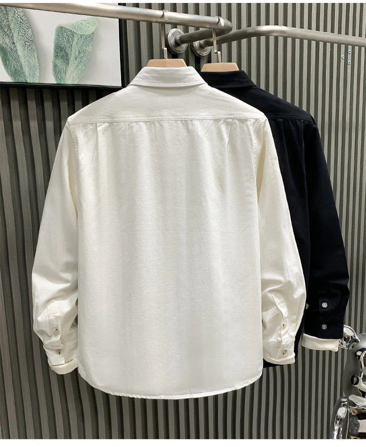 Contrast Band Casual Cotton Shirt