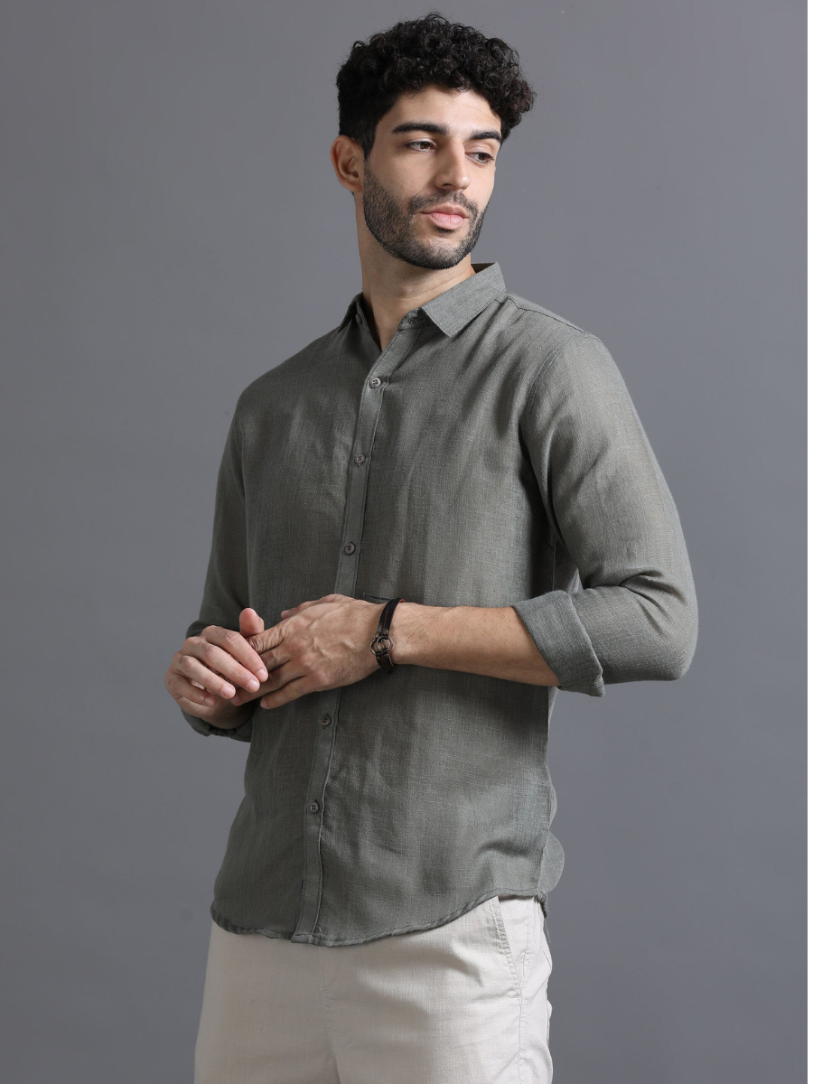 Pewter Parchment Outing Linen Shirt