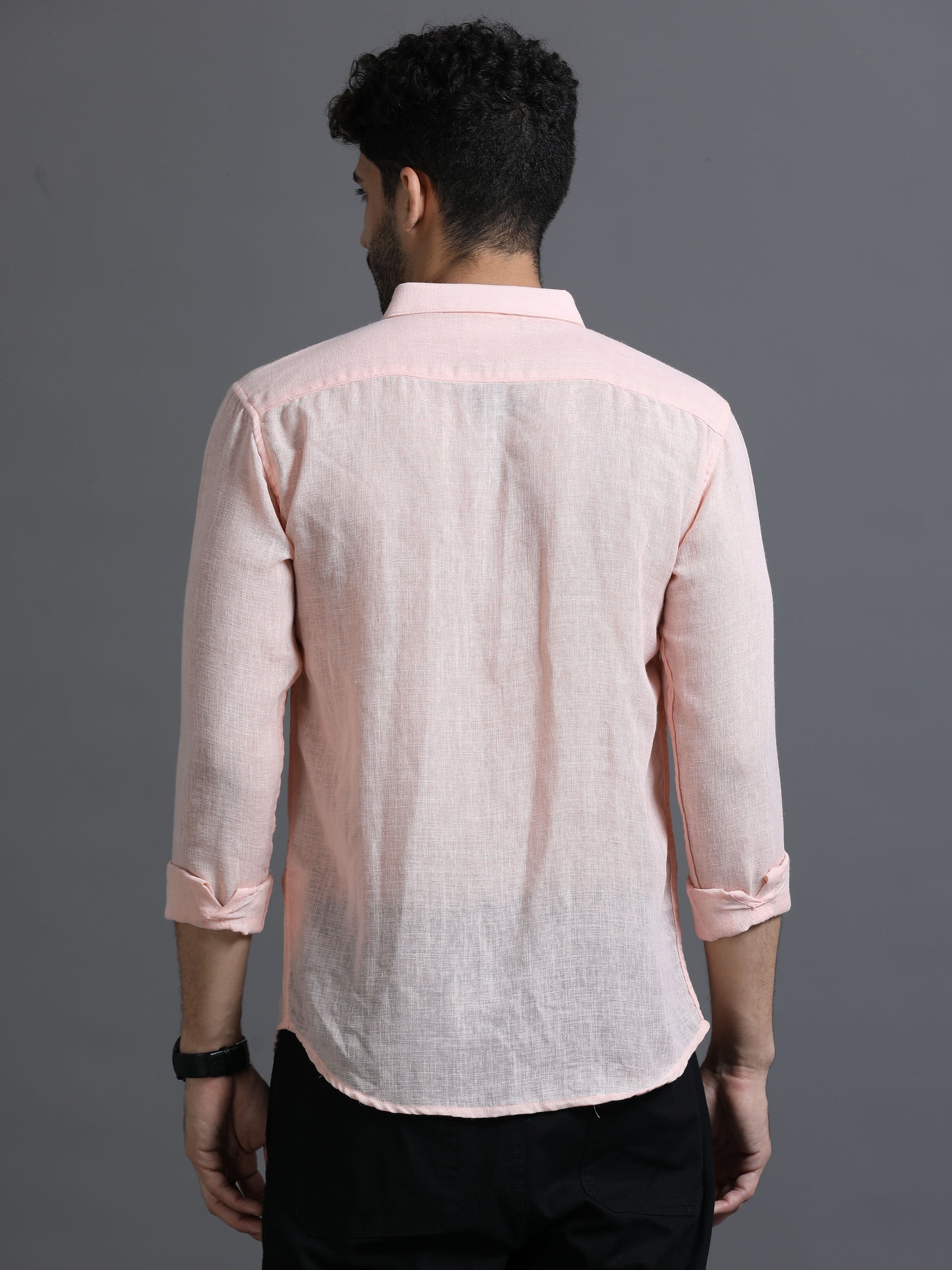 Faded Pink Collared Linen Shirt