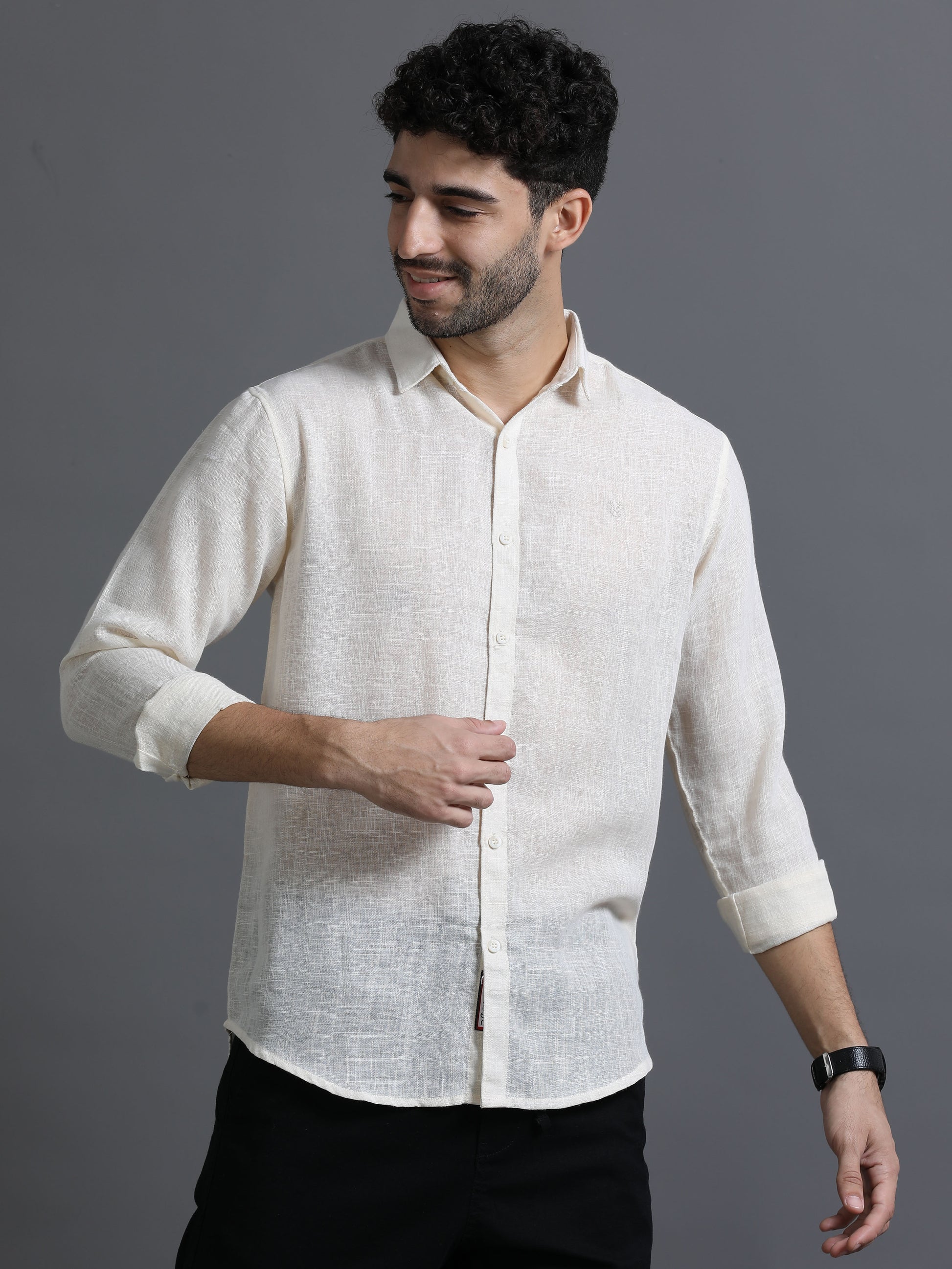 White Color Cotton Linen Shirt