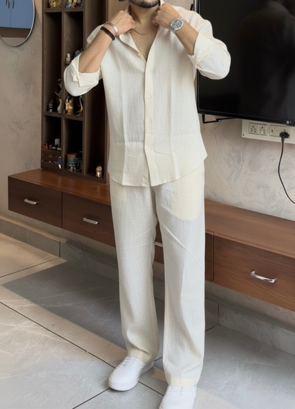 Men’s Natural Soft Linen Relaxed Set