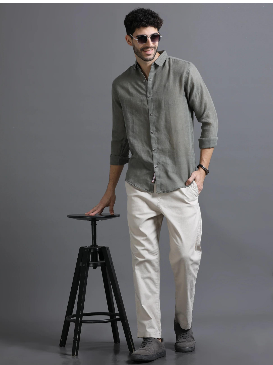 Pewter Parchment Outing Linen Shirt