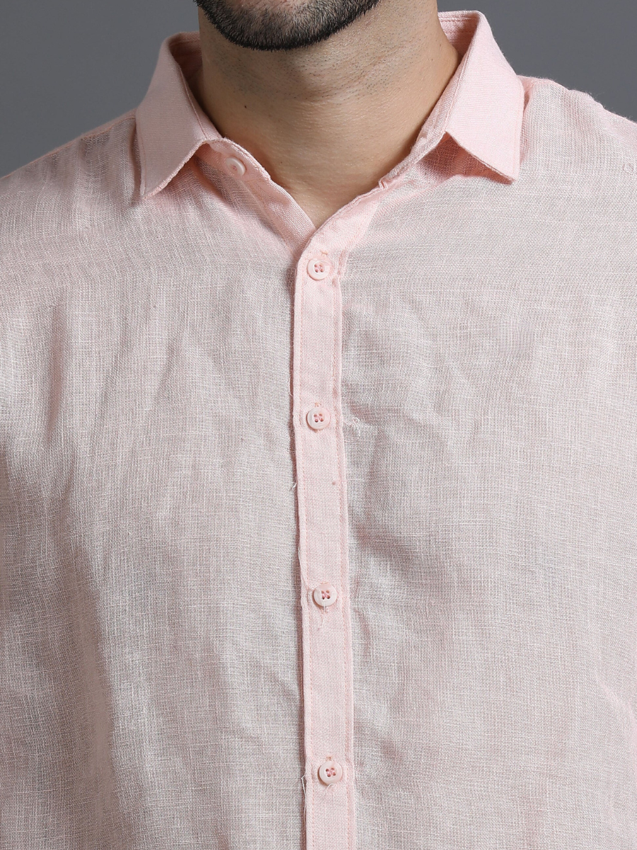 Faded Pink Collared Linen Shirt