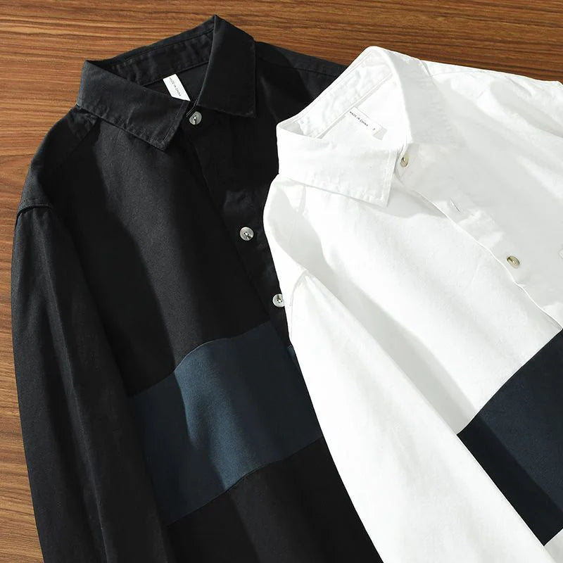 Contrast Band Casual Cotton Shirt