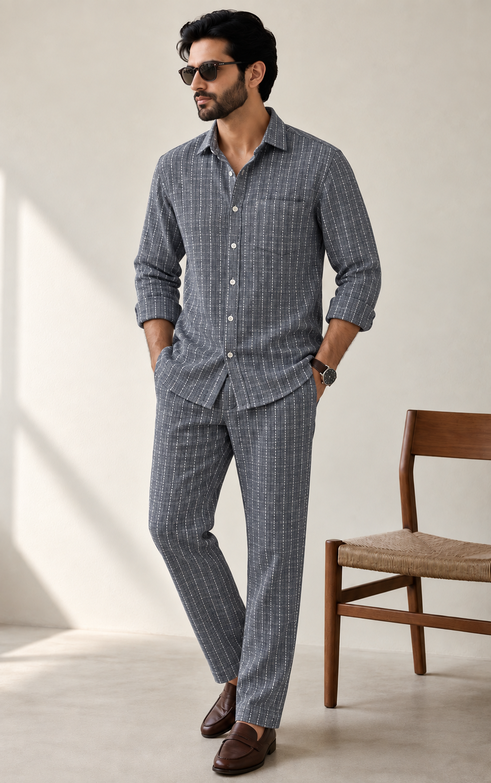 Trending Linen Stripe Co-Set - New Arrived