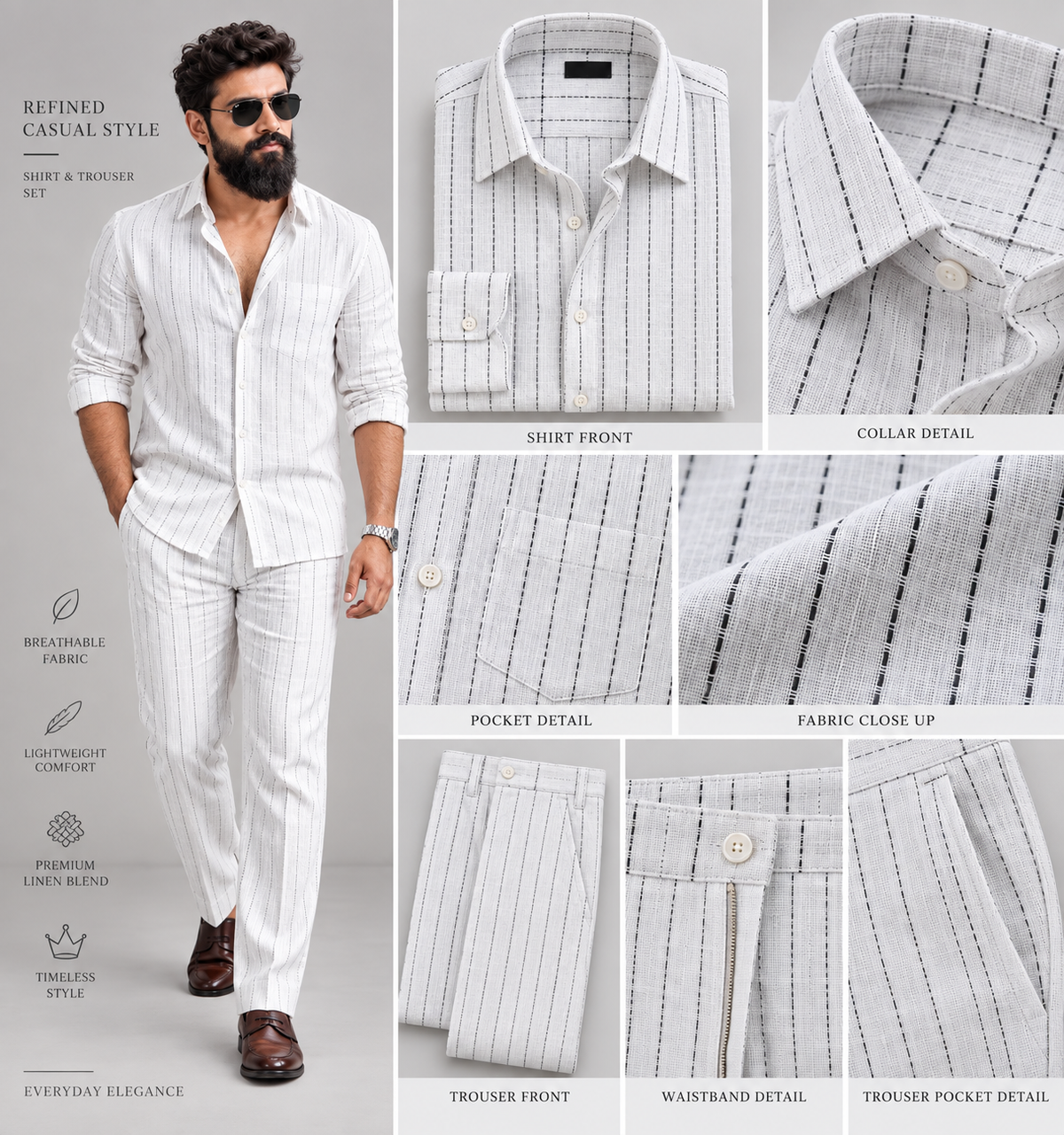 Trending Linen Stripe Men's Set - New Arrived