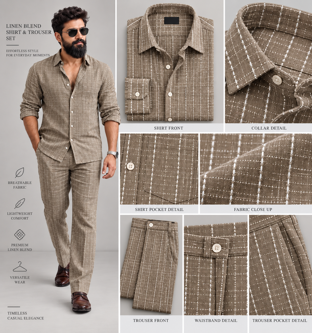Trending Linen Stripe Men's Set - New Arrived