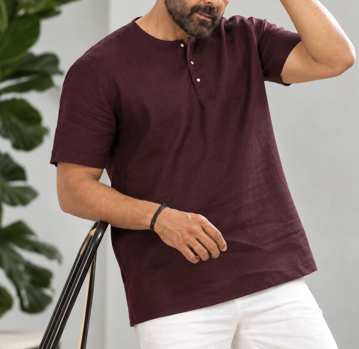 Castle Crown Riviera Linen Henley T-Shirt