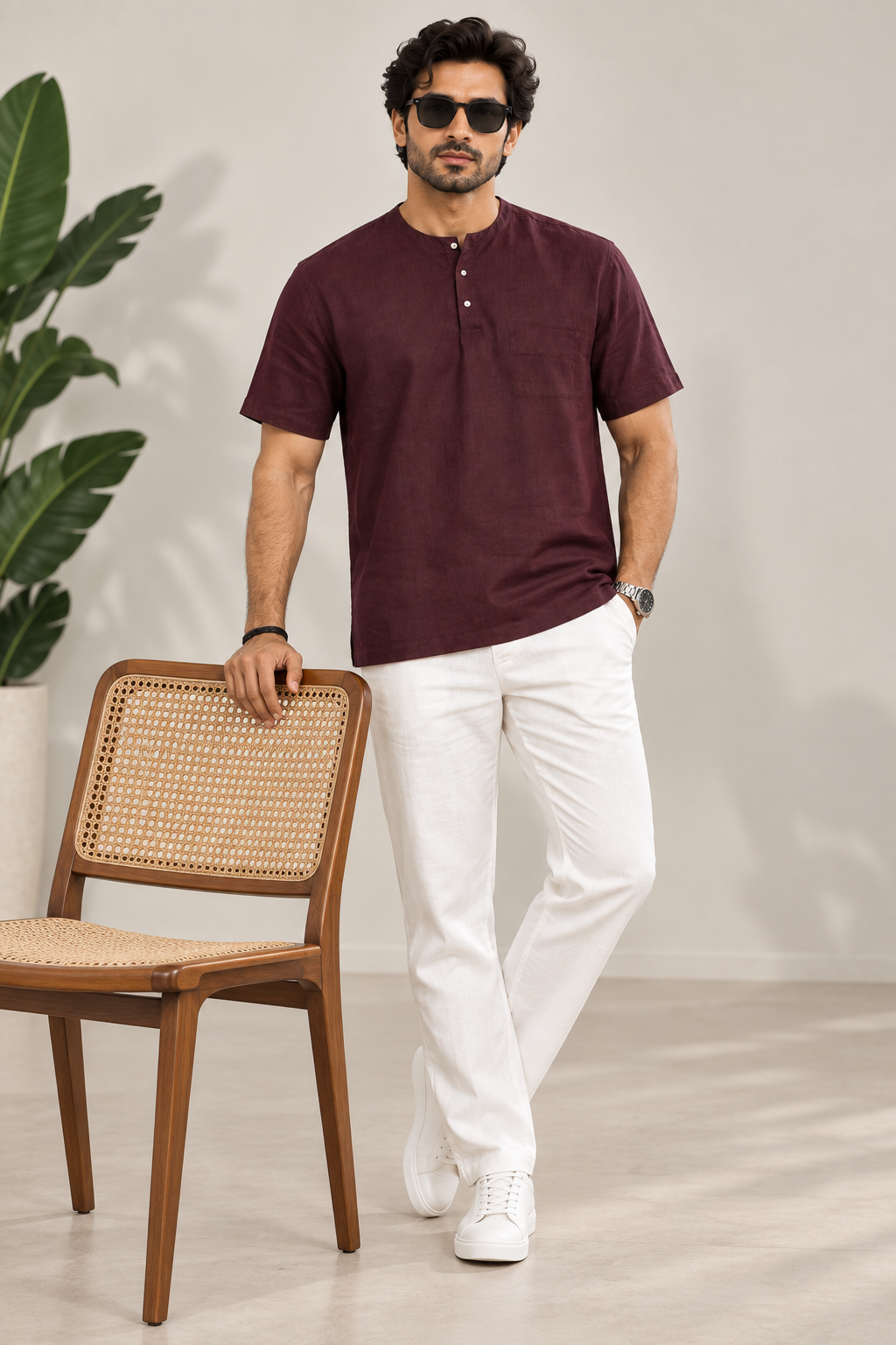Castle Crown Riviera Linen Henley T-Shirt