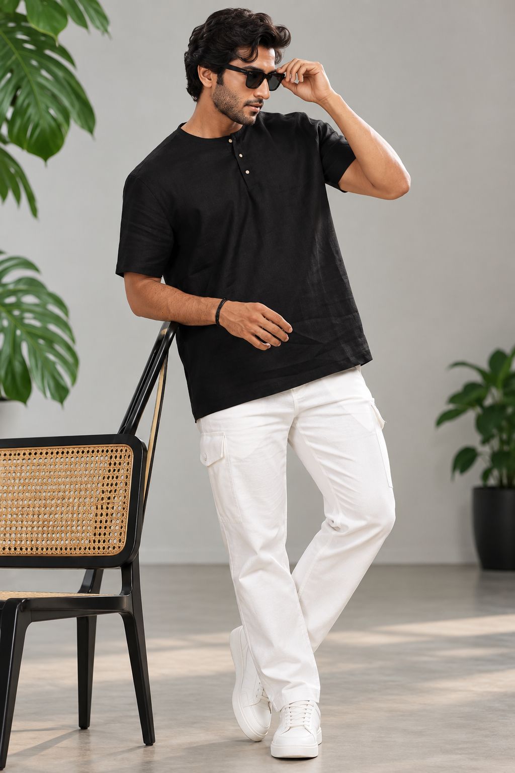 Castle Crown Riviera Linen Henley T-Shirt