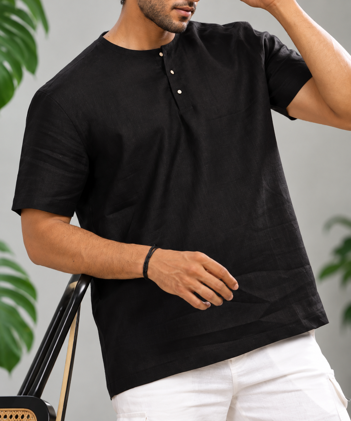 Castle Crown Riviera Linen Henley T-Shirt