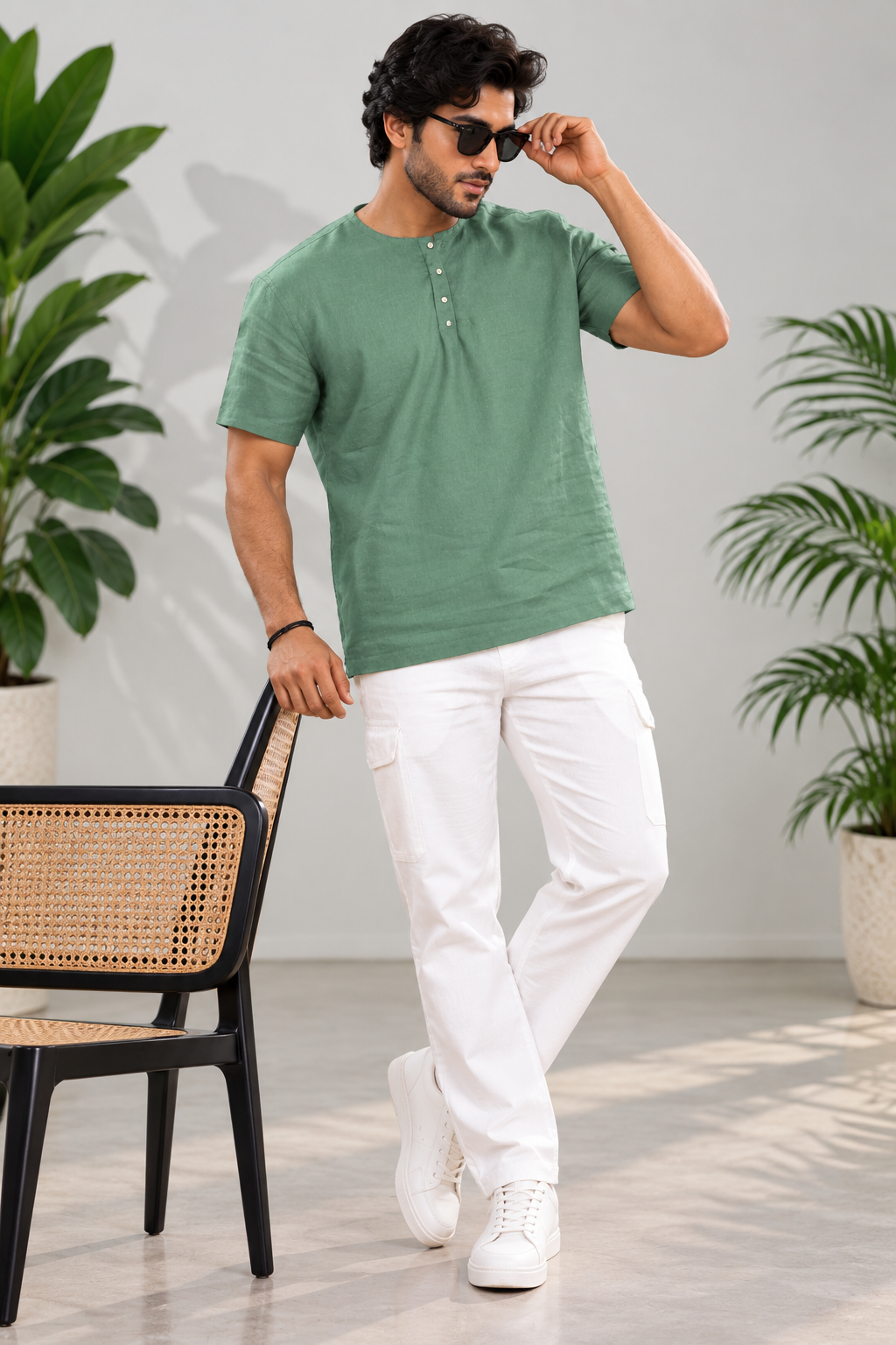 Castle Crown Riviera Linen Henley T-Shirt