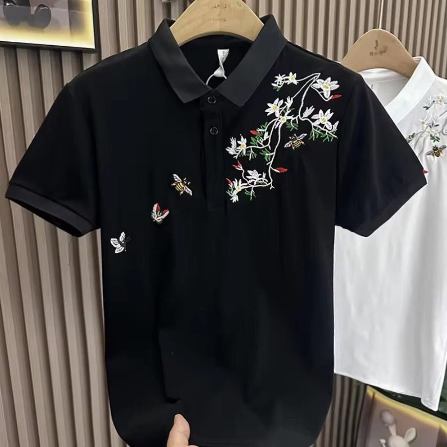 Moonlit Butterfly Embroidered Premium T-Shirt