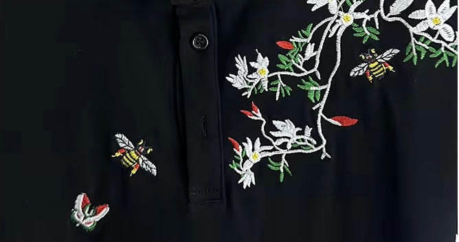 Moonlit Butterfly Embroidered Premium T-Shirt