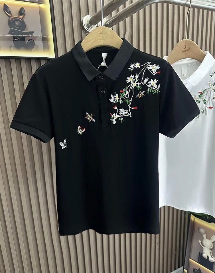 Moonlit Butterfly Embroidered Premium T-Shirt