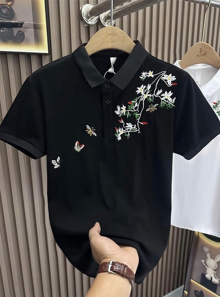 Moonlit Butterfly Embroidered Premium T-Shirt