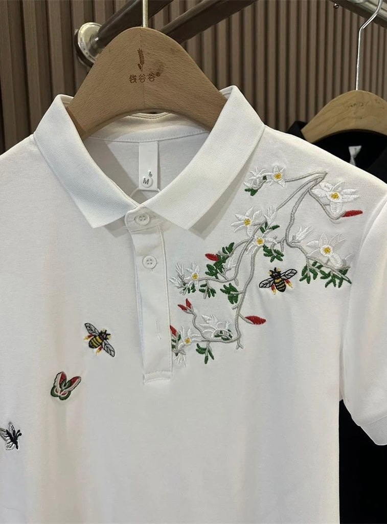 Moonlit Butterfly Embroidered Premium T-Shirt