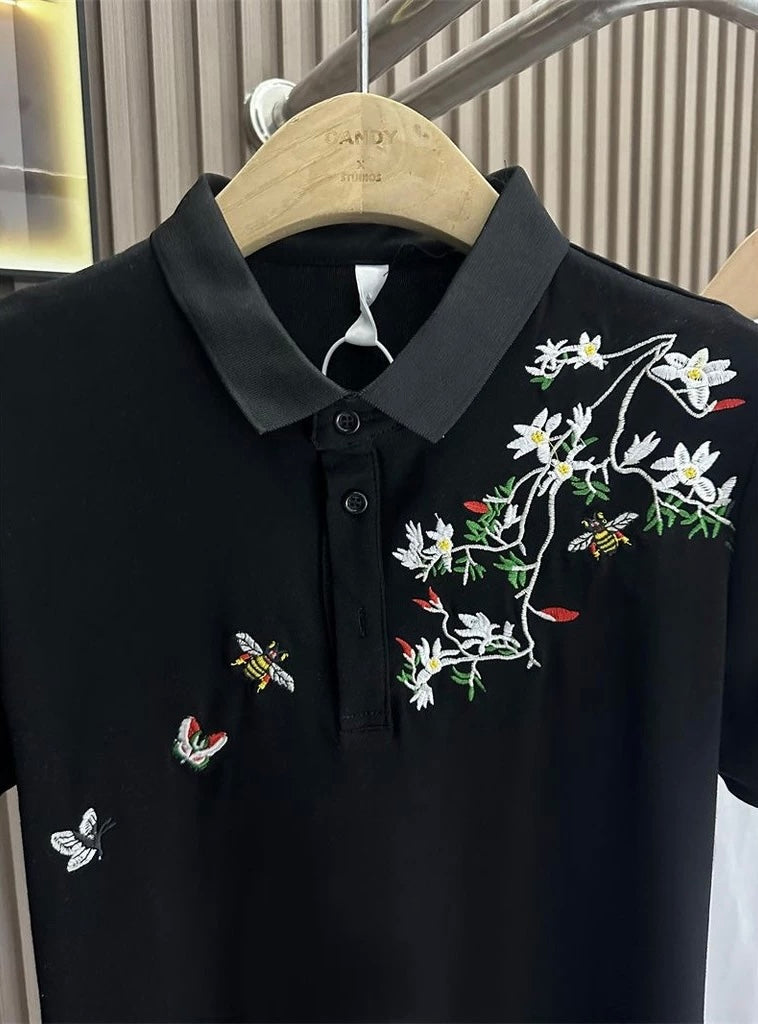 Moonlit Butterfly Embroidered Premium T-Shirt