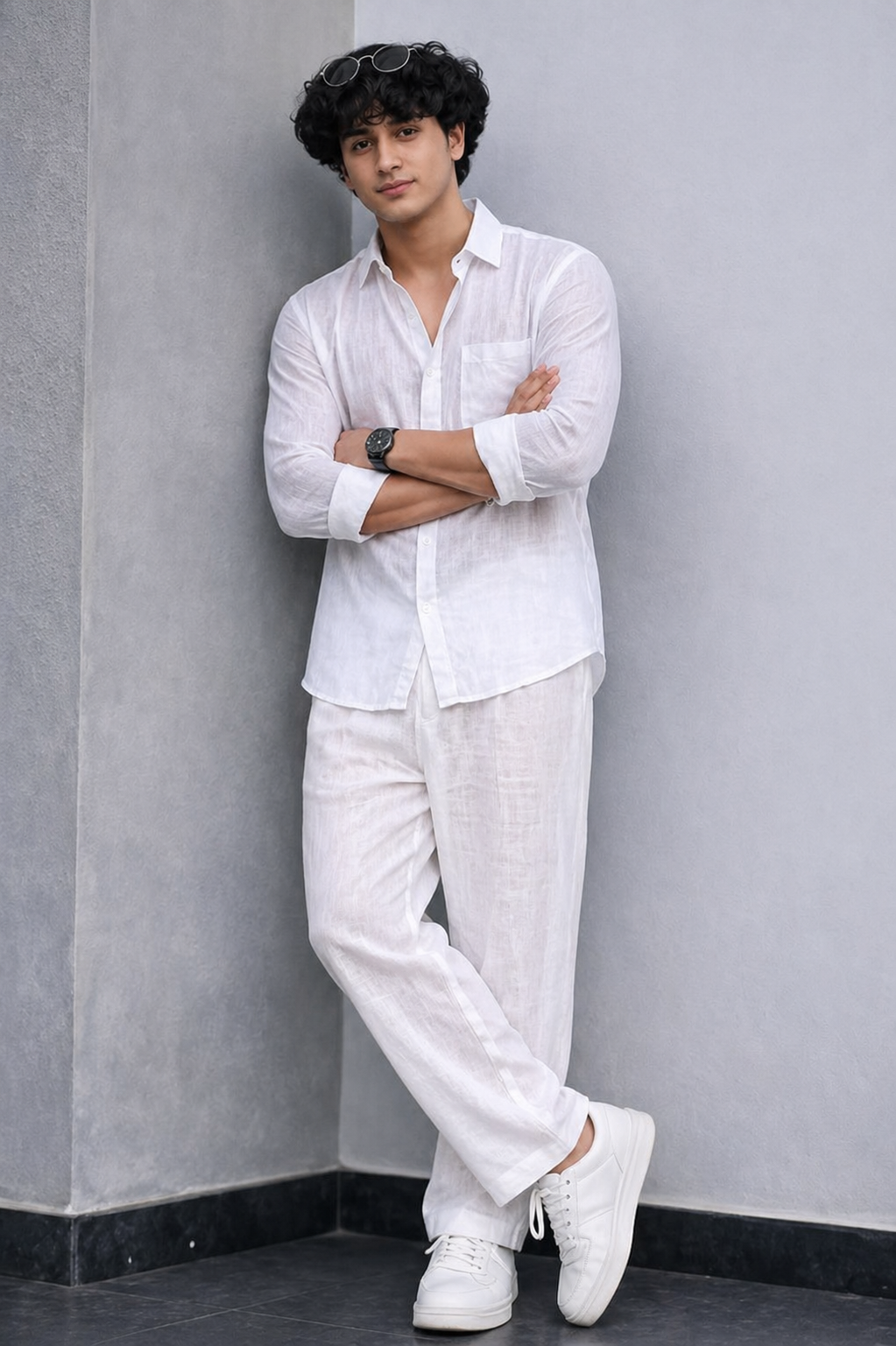 Men’s Relaxed Top & Bottom Set Of Linen