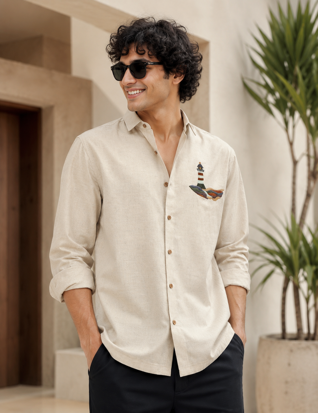 Beacon Crest Premium Linen Embroidery Shirt
