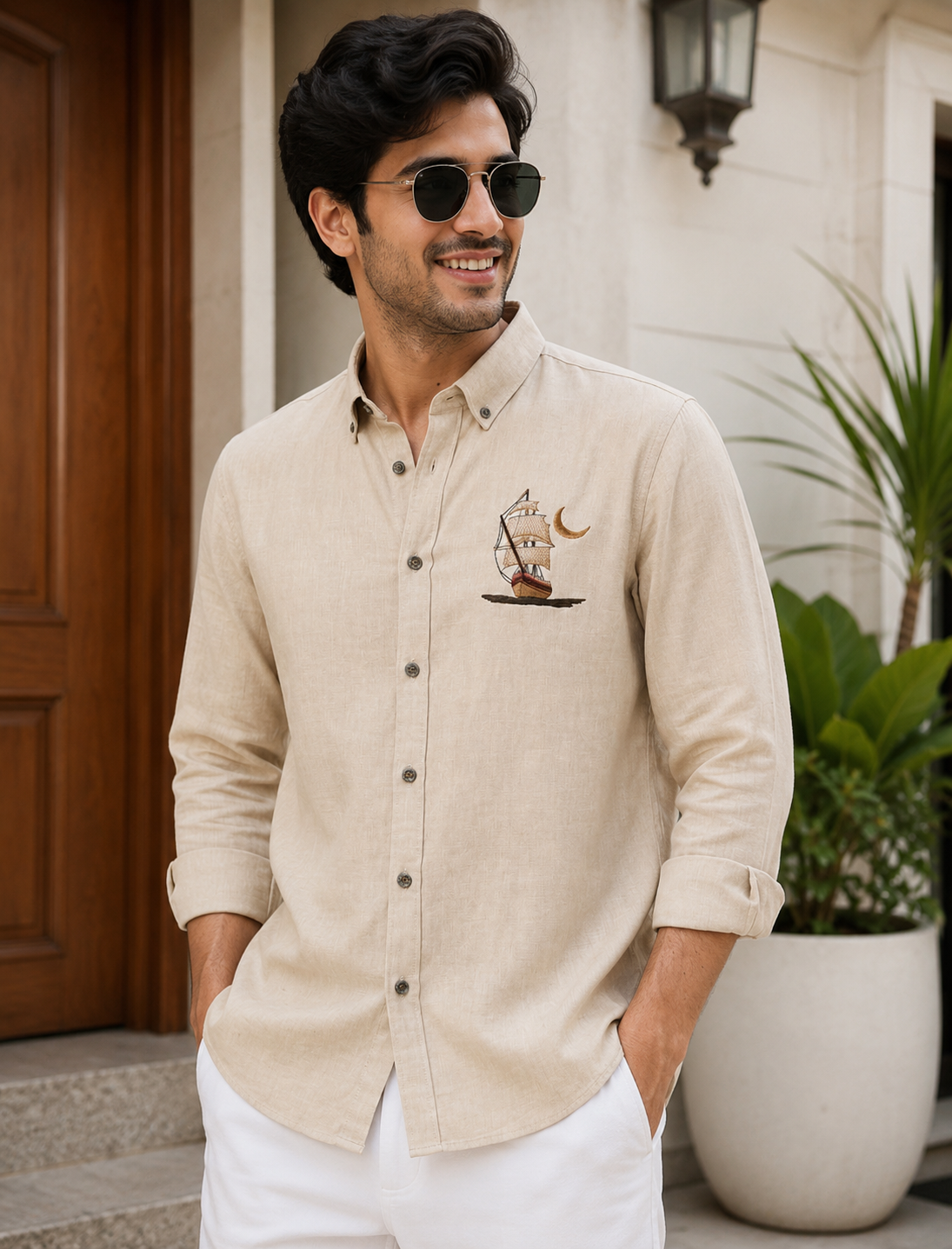 Captain's Legacy Embroidery Linen Shirt