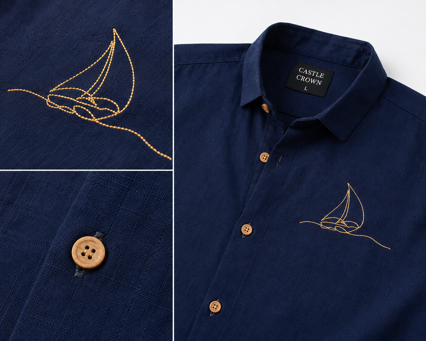 Blue Horizon Premium Embro Linen Shirt