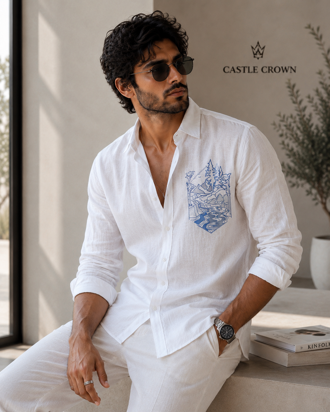 Blue Valley Premium Embro Linen Shirt