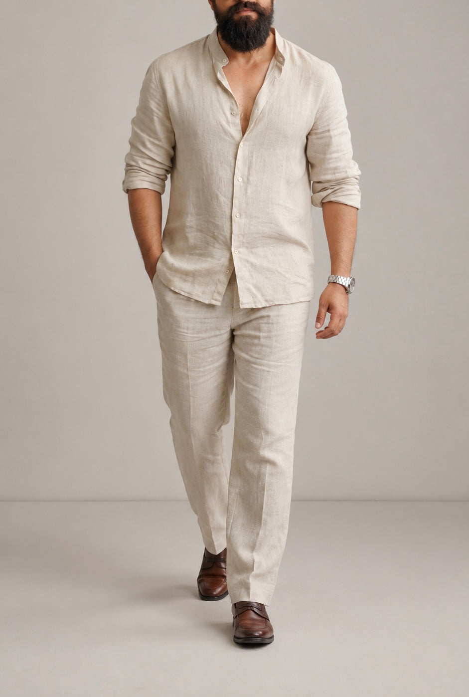 Top & Bottom Luxury Linen Set For Men
