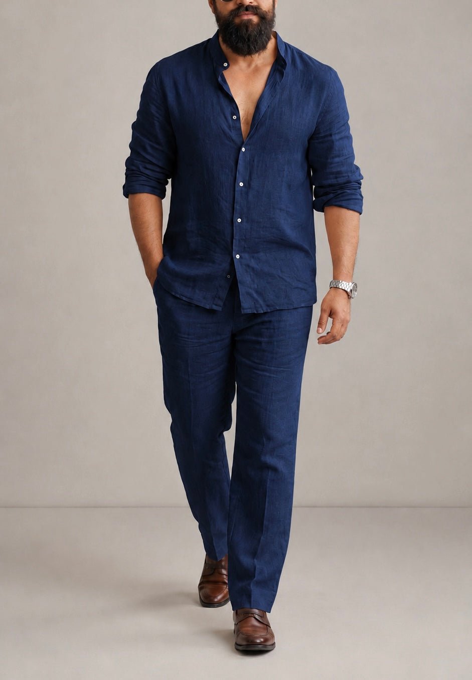 Top & Bottom Luxury Linen Set For Men