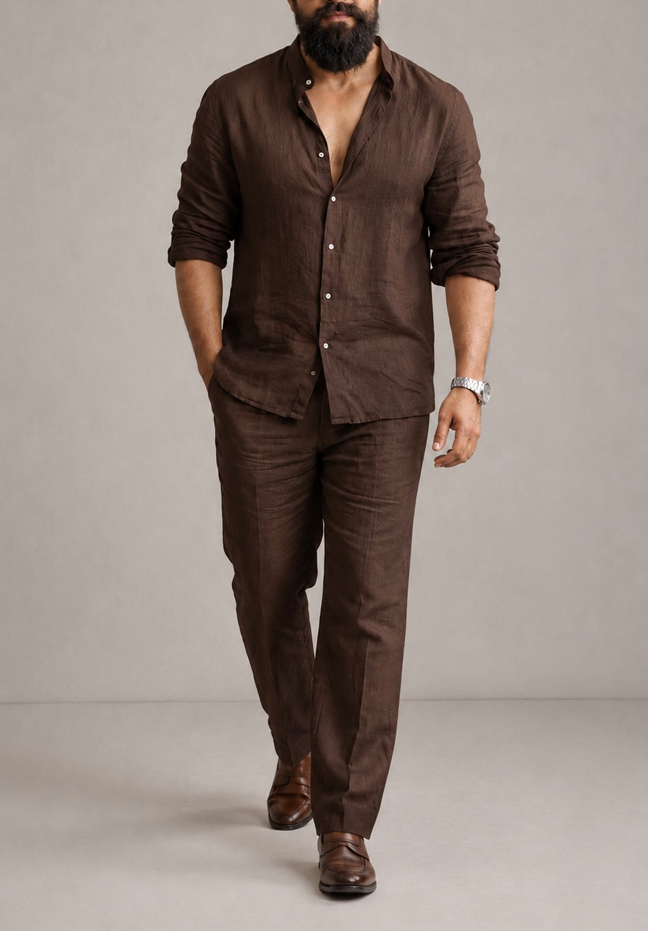 Top & Bottom Luxury Linen Set For Men