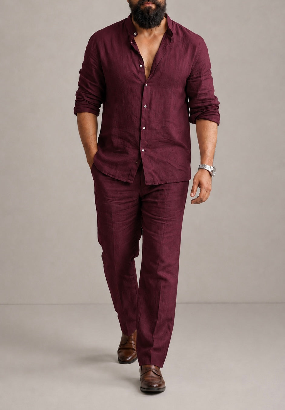Top & Bottom Luxury Linen Set For Men