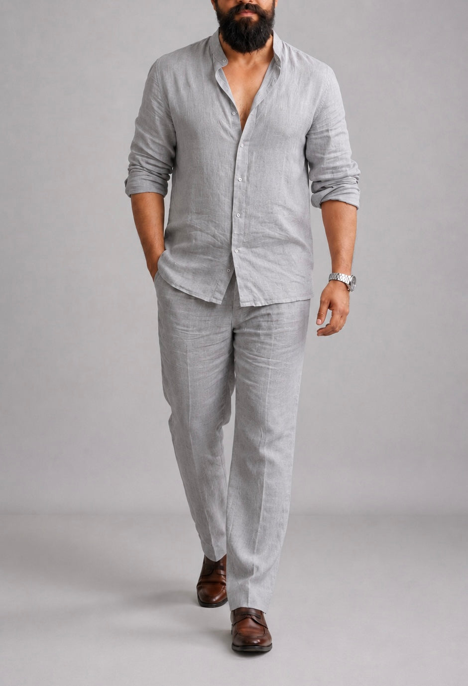 Top & Bottom Luxury Linen Set For Men