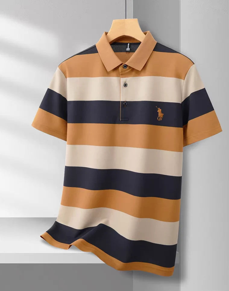Heritage Crest Rugby Stripe Polo T-Shirt