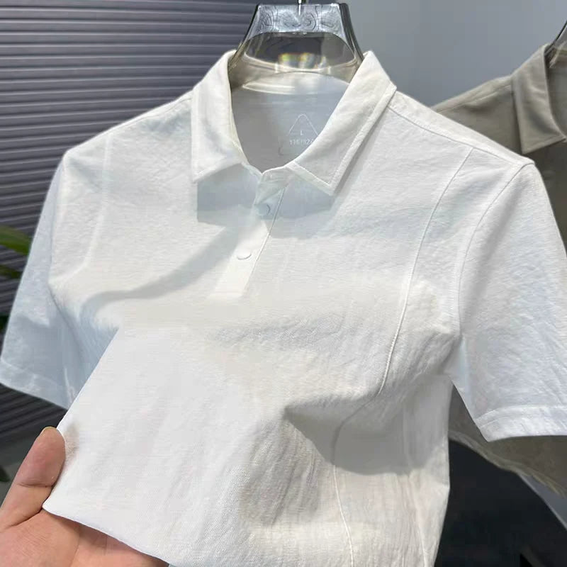 Aurelian Mist Linen Polo
