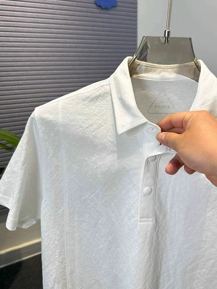 Aurelian Mist Linen Polo T-Shirt