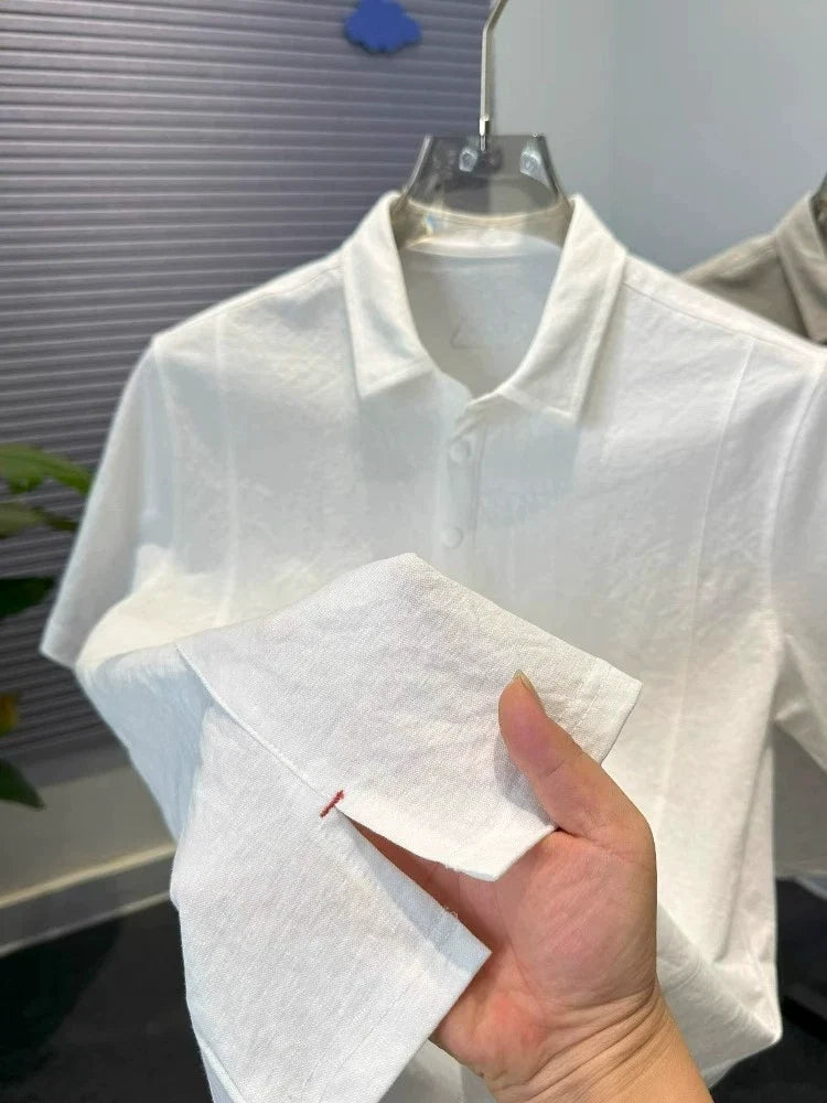 Aurelian Mist Linen Polo T-Shirt