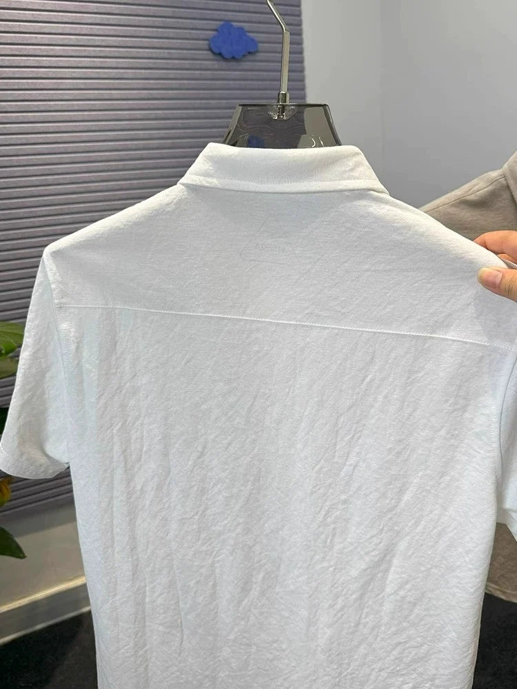 Aurelian Mist Linen Polo T-Shirt