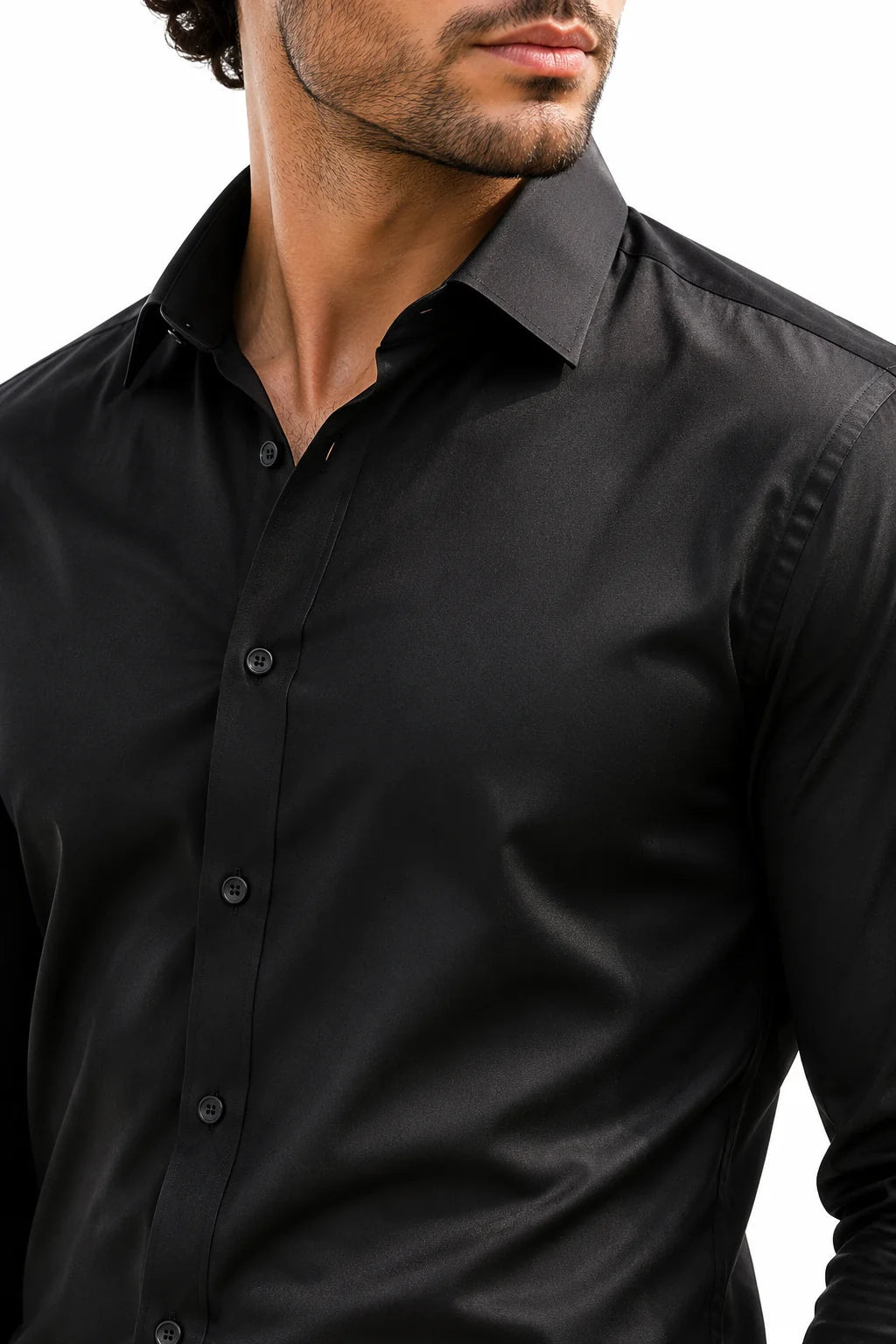 Black Subtle Sheen Super Soft Premium Satin Cotton Shirt