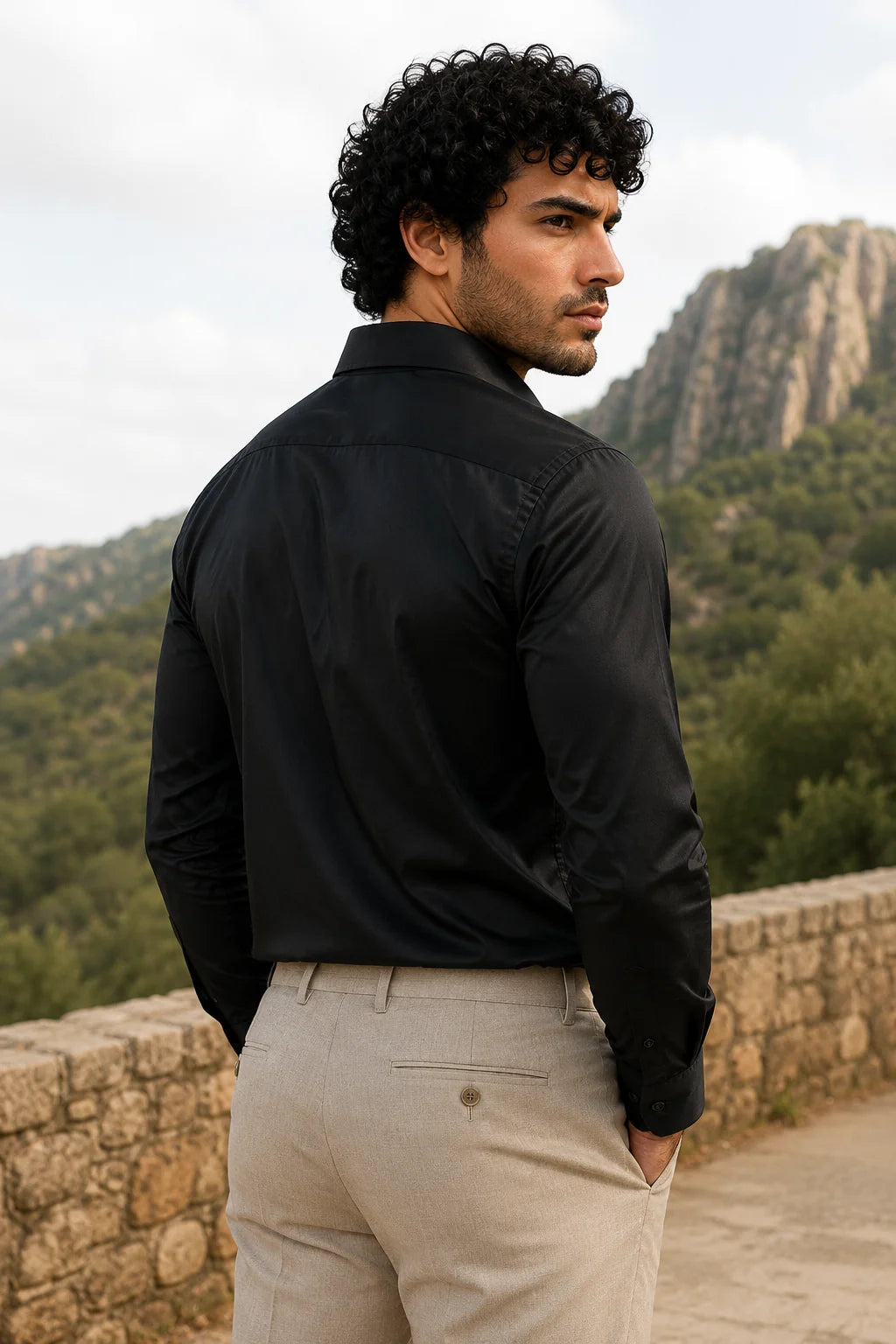 Black Subtle Sheen Super Soft Premium Satin Cotton Shirt