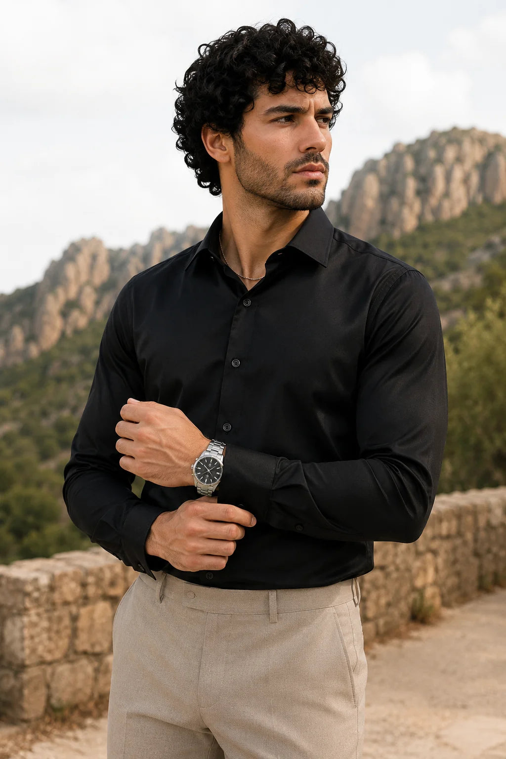 Black Subtle Sheen Super Soft Premium Satin Cotton Shirt