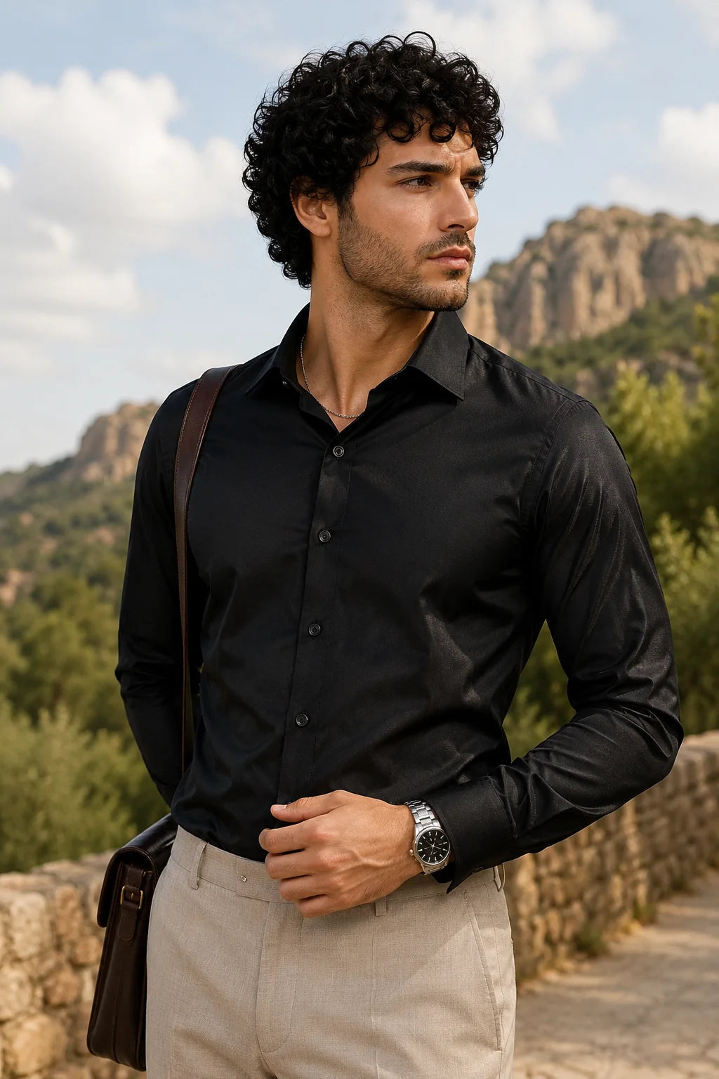 Black Subtle Sheen Super Soft Premium Satin Cotton Shirt
