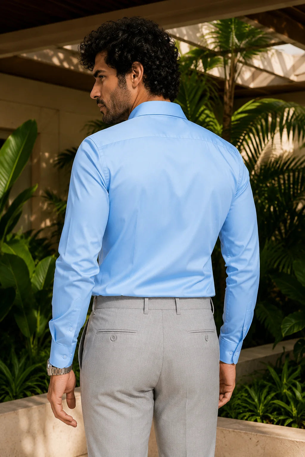 Sky Blue Subtle Sheen Super Soft Premium Satin Cotton Shirt